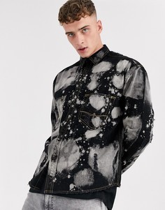 Выбеленная черная джинсовая oversize-рубашка ASOS DESIGN-Черный