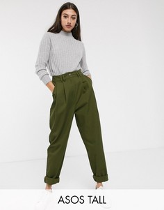 Брюки-галифе со складками ASOS DESIGN Tall-Зеленый