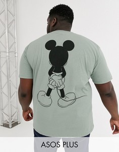 Свободная футболка с принтом Disney \Микки Маус\" ASOS DESIGN Plus-Зеленый