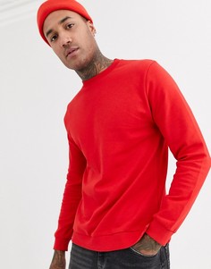 Красный свитшот с разрезами на нижней кромке ASOS DESIGN