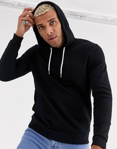 Черный худи из органического хлопка с белыми затяжками ASOS DESIGN