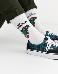 Спортивные носки с рисунком \Mr Christmas\" ASOS DESIGN-Белый