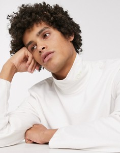 Свободная водолазка с принтом на воротнике ASOS WHITE-Белый