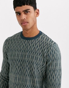Темно-синий джемпер с ацтекским узором ASOS DESIGN