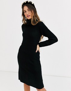Черное платье-джемпер со свободным воротом QED London-Черный