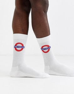 Белые спортивные носки с принтом ASOS DESIGN-Белый