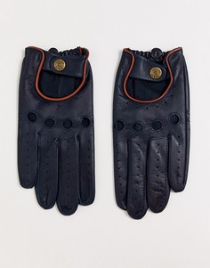 Темно-синие кожаные перчатки с контрастной отделкой Dents Delta-Темно-синий