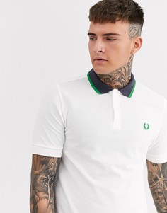 Белое поло с контрастным воротником Fred Perry-Белый