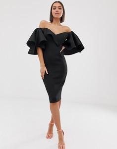 Платье миди с открытыми плечами ASOS DESIGN-Черный