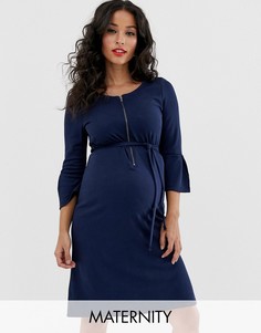 Платье А-силуэта с молнией Mamalicious-Темно-синий Mama.Licious