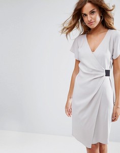 Платье-футляр миди с эластичной вставкой ASOS-Серебряный