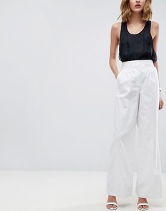 Широкие льняные брюки ASOS Tailored-Белый