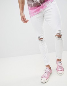 Белые рваные супероблегающие джинсы Jaded London-Белый
