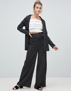 Брюки в горошек с широкими штанинами Influence-Черный