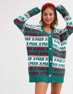 Новогоднее платье-кардиган ASOS DESIGN-Мульти