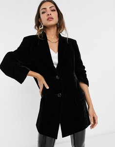 Бархатный oversize-пиджак в винтажном стиле ASOS DESIGN-Черный