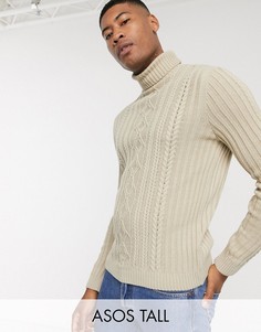 Светло-бежевая вязаная водолазка ASOS DESIGN Tall-Бежевый