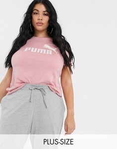 Розовая футболка с логотипом Puma Plus Essentials-Розовый