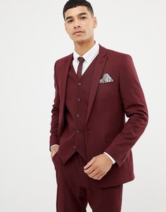 Бордовый приталенный пиджак ASOS DESIGN-Красный