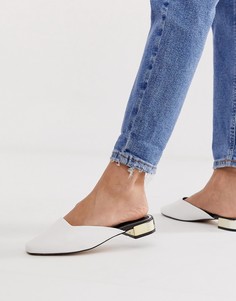 Белые лоферы с открытой пяткой и каблуком с эффектом металлик River Island-Белый
