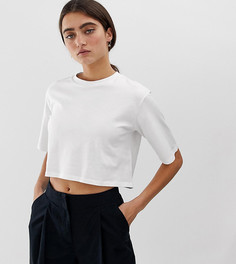Укороченная белая футболка с круглым вырезом Monki-Белый
