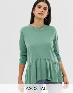 Свободный топ с длинными рукавами ASOS DESIGN Tall-Зеленый