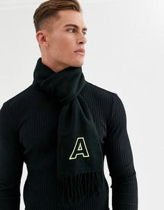 Черный персонализированный шарф с вышитым инициалом \А\" ASOS DESIGN