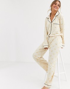 Пижама с фольгированным принтом оленя Chelsea Peers-Белый