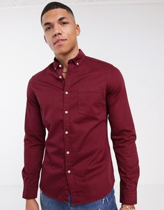 Эластичная джинсовая рубашка бордового цвета ASOS DESIGN-Красный