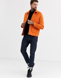 Оранжевая куртка Харрингтон с добавлением шерсти ASOS DESIGN-Оранжевый
