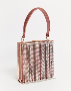 Розовая сумка с кисточками со стразами Topshop-Черный