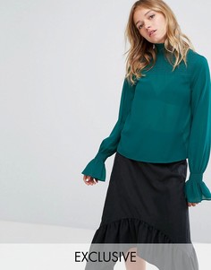 Блузка с оборками Monki-Зеленый