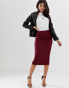 Удлиненная юбка-карандаш с завышенной талией ASOS DESIGN-Красный