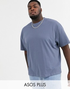 Серая свободная футболка из органического хлопка с круглым вырезом ASOS DESIGN Plus-Серый