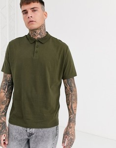 Поло хаки свободного кроя из органического хлопка ASOS DESIGN-Зеленый