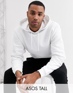 Белый длинный oversize-худи с серебристыми молниями по бокам ASOS DESIGN Tall