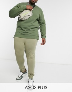 Легкие супероблегающие джоггеры цвета хаки ASOS DESIGN Plus-Зеленый