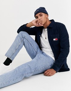 Темно-синяя вельветовая рубашка с логотипом Tommy Jeans-Темно-синий