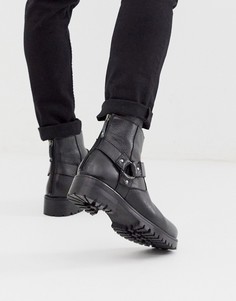 Черные кожаные ботинки челси на массивной подошве с ремешками ASOS DESIGN-Черный