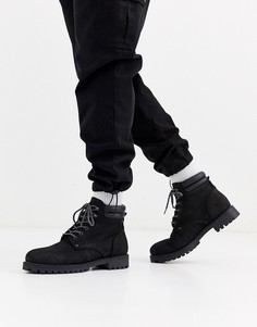 Черные кожаные ботинки Jack & Jones-Черный