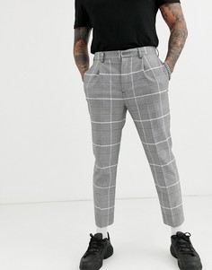 Суженные книзу строгие брюки в крупную серую клетку ASOS DESIGN-Серый