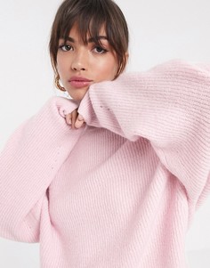 Пушистый джемпер с объемными рукавами ASOS DESIGN-Розовый