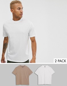 2 свободных футболки с круглым вырезом из органического хлопка ASOS DESIGN - Скидка-Мульти