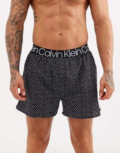 Черные тканые боксеры со звездным принтом Calvin Klein-Черный