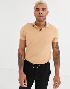 Бежевое поло из органического хлопка ASOS DESIGN-Бежевый