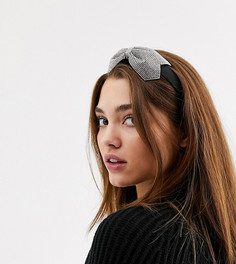 Эксклюзивная броская повязка на голову с бабочкой со стразами My Accessories London-Черный
