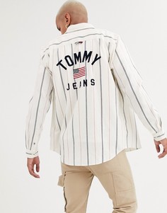 Белая джинсовая рубашка в полоску Tommy Jeans-Белый