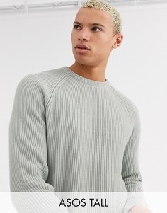 Светло-серый джемпер в рубчик с рукавами реглан ASOS DESIGN Tall