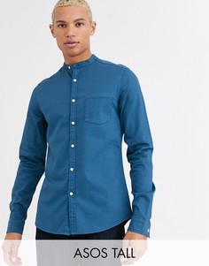 Приталенная джинсовая рубашка ASOS DESIGN Tall-Синий