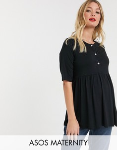 Черный свободный топ на пуговицах ASOS DESIGN Maternity